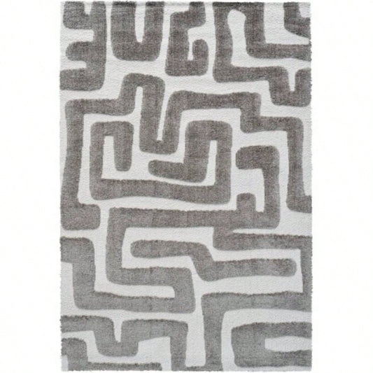 Luna Meara Gray and Ivory Polyester Area Rug