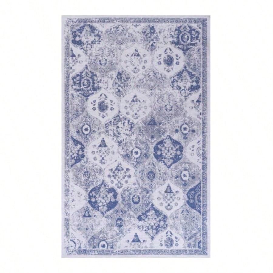 NAAR MAVAL Blue Washable Rug 5x8 Area Rug Blue, 5x 8