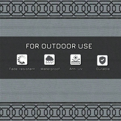 Outsunny Reversible Outdoor Rug, 9x 12 Waterproof Plastic Straw Floor, Portable RV Camping Carpet, Large Floor Backyard, Deck, Picnic, Beach, Black Gray Border