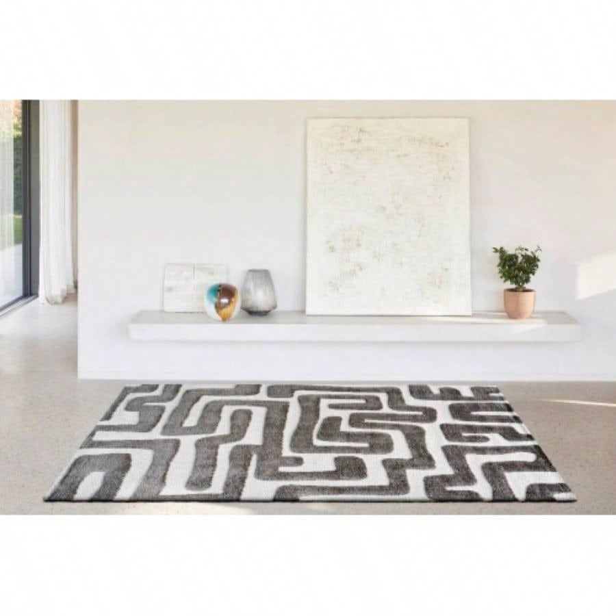 Luna Meara Gray and Ivory Polyester Area Rug