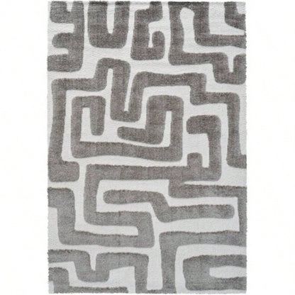 Luna Meara Gray and Ivory Polyester Area Rug