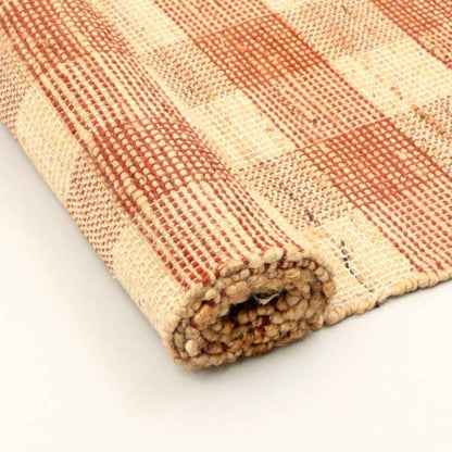 Artisan Hand Woven Jute Cotton Brown Plaid Rug - 5X7 ft