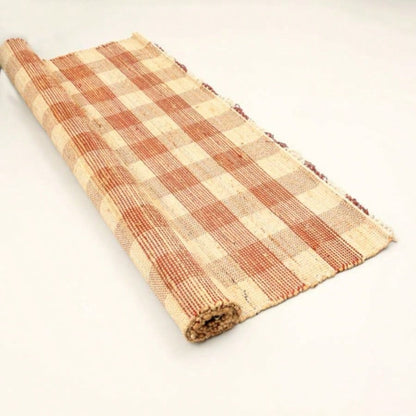 Artisan Hand Woven Jute Cotton Brown Plaid Rug - 5X7 ft