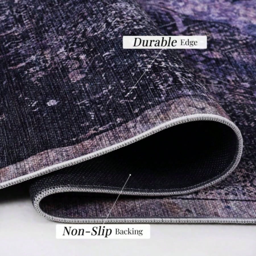 NAAR MAVAL Anthracite Washable Rug 5x8 Area Rug Anthracite, 5x 8