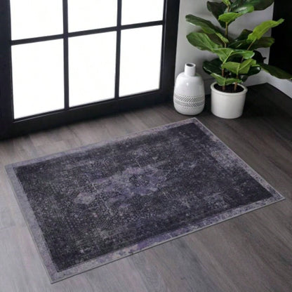 NAAR MAVAL Anthracite Washable Rug 5x8 Area Rug Anthracite, 5x 8