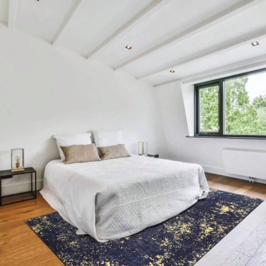 NAAR MAVAL Black Washable Rug 5x8 Area Rug Black+Gold, 5x 8