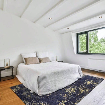 NAAR MAVAL Black Washable Rug 5x8 Area Rug Black+Gold, 5x 8