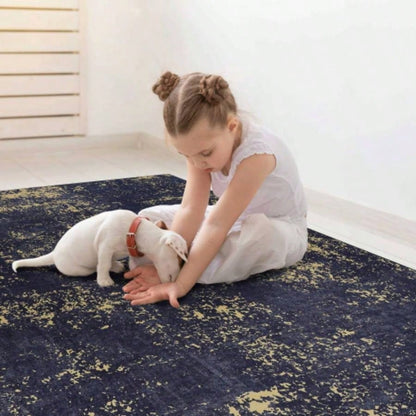 NAAR MAVAL Black Washable Rug 5x8 Area Rug Black+Gold, 5x 8