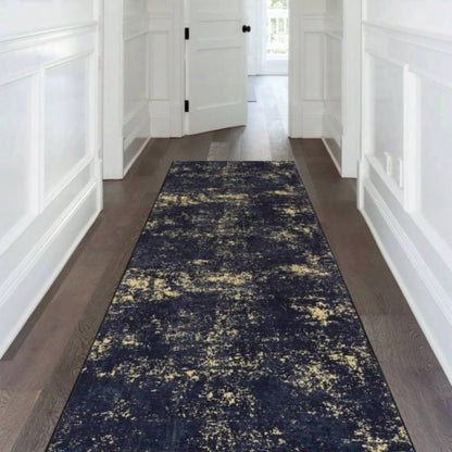 NAAR MAVAL Black Washable Rug 5x8 Area Rug Black+Gold, 5x 8