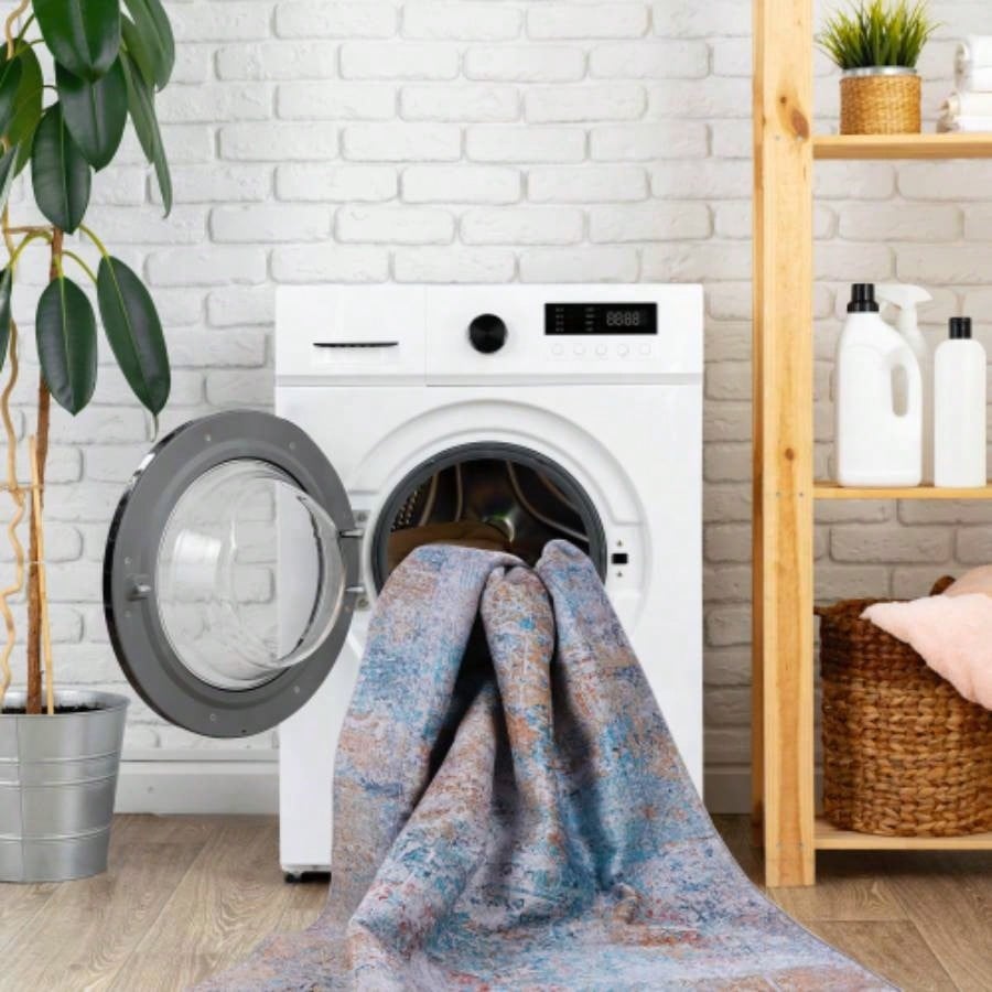 NAAR MAVAL Yellow Washable Rug 5x8 Area Rug Yellow, 5x 8