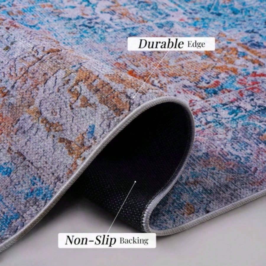 NAAR MAVAL Yellow Washable Rug 5x8 Area Rug Yellow, 5x 8