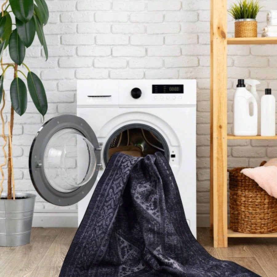 NAAR MAVAL Black Washable Rug 5x8 Area Rug Black+Gray, 5x 8