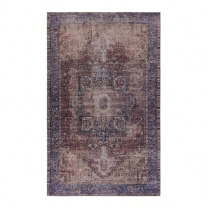 NAAR MAVAL Burgundy Washable Rug 5x8 Area Rug Burgundy, 5x 8