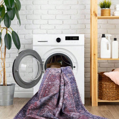 NAAR MAVAL Burgundy Washable Rug 5x8 Area Rug Burgundy, 5x 8