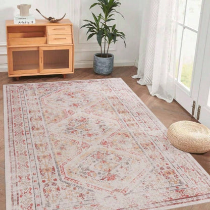 NAAR MAVAL Beige Washable Rug 5x8 Area Rug Beige, 5x 8