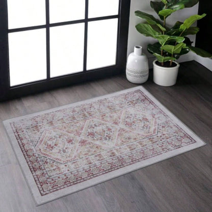 NAAR MAVAL Beige Washable Rug 5x8 Area Rug Beige, 5x 8