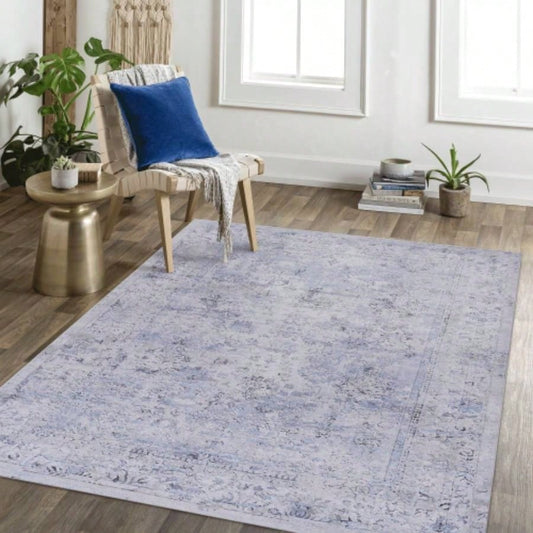 LOOM LUXE 8x10 Area Rug, Washable Rug, Low - Pile, Non - Slip, Non - Shedding, Foldable, Kid Pet Friendly - Area Rugs living room, bedroom, kitchen Blue/ 8x 10