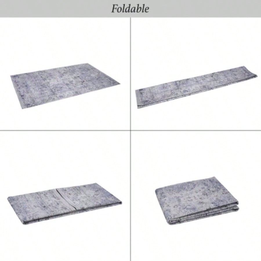 LOOM LUXE 8x10 Area Rug, Washable Rug, Low - Pile, Non - Slip, Non - Shedding, Foldable, Kid Pet Friendly - Area Rugs living room, bedroom, kitchen Blue/ 8x 10