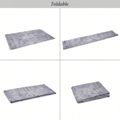 LOOM LUXE 8x10 Area Rug, Washable Rug, Low - Pile, Non - Slip, Non - Shedding, Foldable, Kid Pet Friendly - Area Rugs living room, bedroom, kitchen Blue/ 8x 10