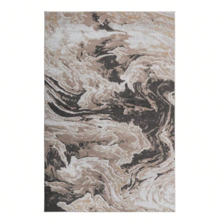 LOOM LUXE 8X10 L. Brown/Abstract Non - Shedding Living Room Bedroom Dining Home Office Stylish and Stain Resistant Area Rug
