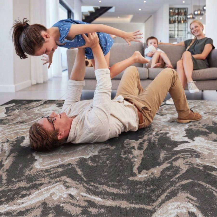 LOOM LUXE 8X10 L. Brown/Abstract Non - Shedding Living Room Bedroom Dining Home Office Stylish and Stain Resistant Area Rug
