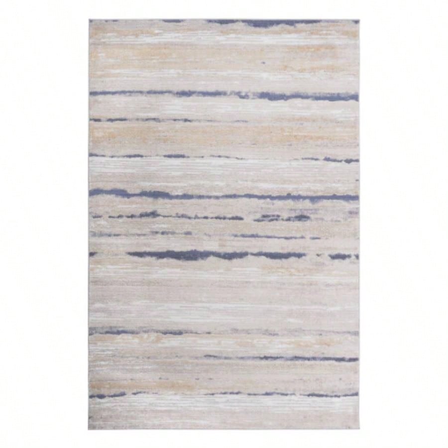 LOOM LUXE 8X10 Ivory/Blue/Striped Non - Shedding Living Room Bedroom Dining Home Office Stylish and Stain Resistant Area Rug