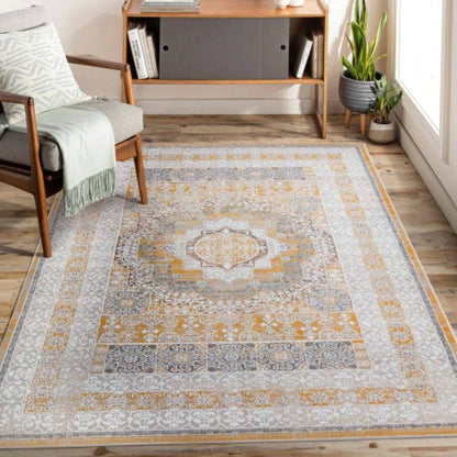 LOOM LUXE 8X10/Ivory/Medallion Non - Shedding Living Room Bedroom Dining Home Office Stylish and Stain Resistant Area Rug