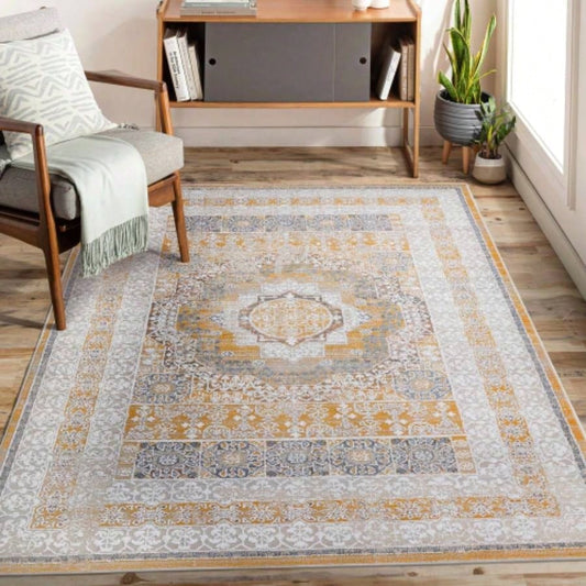 LOOM LUXE 8X10/Ivory/Medallion Non - Shedding Living Room Bedroom Dining Home Office Stylish and Stain Resistant Area Rug