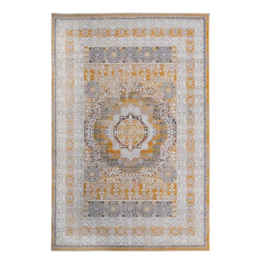 LOOM LUXE 8X10/Ivory/Medallion Non - Shedding Living Room Bedroom Dining Home Office Stylish and Stain Resistant Area Rug