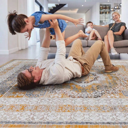 LOOM LUXE 8X10/Ivory/Medallion Non - Shedding Living Room Bedroom Dining Home Office Stylish and Stain Resistant Area Rug