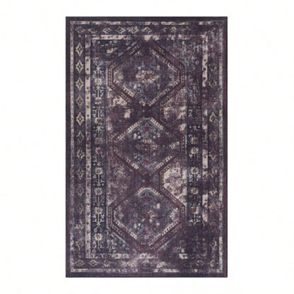 LOOM LUXE 8x10 Area Rugs, Washable Rug, Low - Pile, Non - Slip, Non - Shedding, Foldable, KidPet Friendly - Area Rugs living room, bedroom, kitchen Burgundy/Black, 8x10