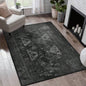 LOOM LUXE Area Rugs 8x10 Living Room, Washable Rug, Low - Pile, Non - Slip, Non - Shedding, Foldable, Kid Pet Friendly - Area Rugs living room, bedroom, kitchen Black/Gray, 8x 10