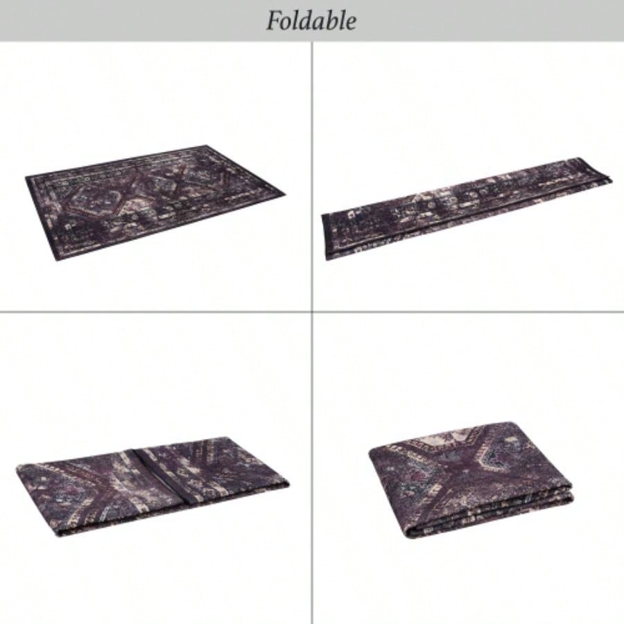 LOOM LUXE 8x10 Area Rugs, Washable Rug, Low - Pile, Non - Slip, Non - Shedding, Foldable, KidPet Friendly - Area Rugs living room, bedroom, kitchen Burgundy/Black, 8x10