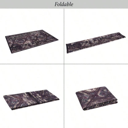 LOOM LUXE 8x10 Area Rugs, Washable Rug, Low - Pile, Non - Slip, Non - Shedding, Foldable, KidPet Friendly - Area Rugs living room, bedroom, kitchen Burgundy/Black, 8x10