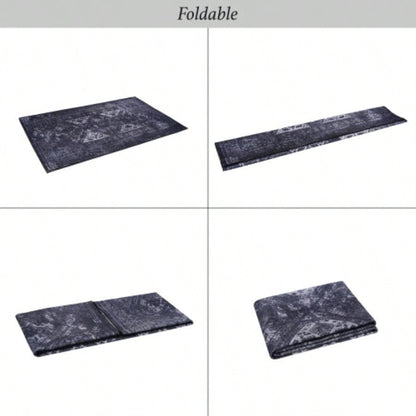 LOOM LUXE Area Rugs 8x10 Living Room, Washable Rug, Low - Pile, Non - Slip, Non - Shedding, Foldable, Kid Pet Friendly - Area Rugs living room, bedroom, kitchen Black/Gray, 8x 10