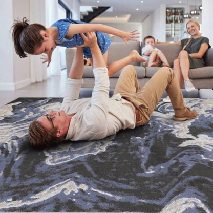 LOOM LUXE 6X9 L. Blue/Abstract Non - Shedding Living Room Bedroom Dining Home Office Stylish and Stain Resistant Area Rug