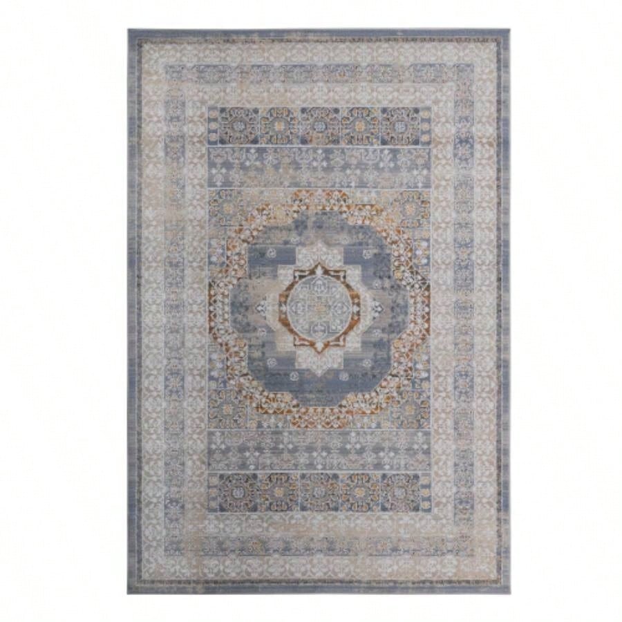LOOM LUXE 8X10 Blue/Ivory/Medallion Non - Shedding Living Room Bedroom Dining Home Office Stylish and Stain Resistant Area Rug