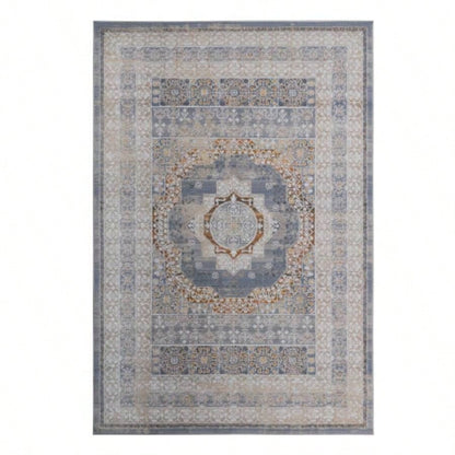 LOOM LUXE 8X10 Blue/Ivory/Medallion Non - Shedding Living Room Bedroom Dining Home Office Stylish and Stain Resistant Area Rug