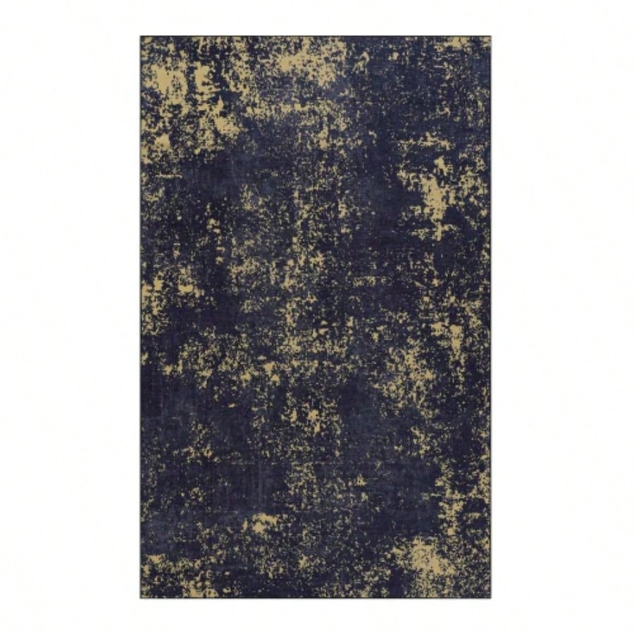 LOOM LUXE 8x10 Area Rugs Washable Rug, Low - Pile, Non - Slip, Non - Shedding, Foldable, Kid Pet Friendly - Area Rugs living room, bedroom, kitchen Black/Gold, 8x 10