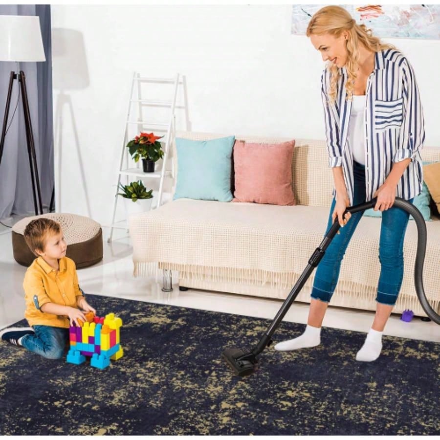 LOOM LUXE 8x10 Area Rugs Washable Rug, Low - Pile, Non - Slip, Non - Shedding, Foldable, Kid Pet Friendly - Area Rugs living room, bedroom, kitchen Black/Gold, 8x 10
