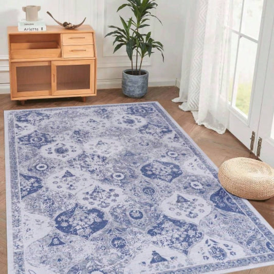 LOOM LUXE Area Rugs 8x10 Bedroom, Washable Rug, Low - Pile, Non - Slip, Non - Shedding, Foldable, KidPet Friendly - Area Rugs living room, bedroom, kitchen Blue, 8x 10