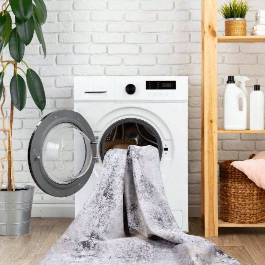 NAAR MAVAL Gold Washable Rug 5x8 Area Rug Gray+Gold, 5x 8