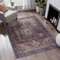 LOOM LUXE Area Rugs 8x10 Washable Rug, Low - Pile, Non - Slip, Non - Shedding, Foldable, KidPet Friendly - Area Rugs living room, bedroom, kitchen Burgundy/Blue, 8x 10