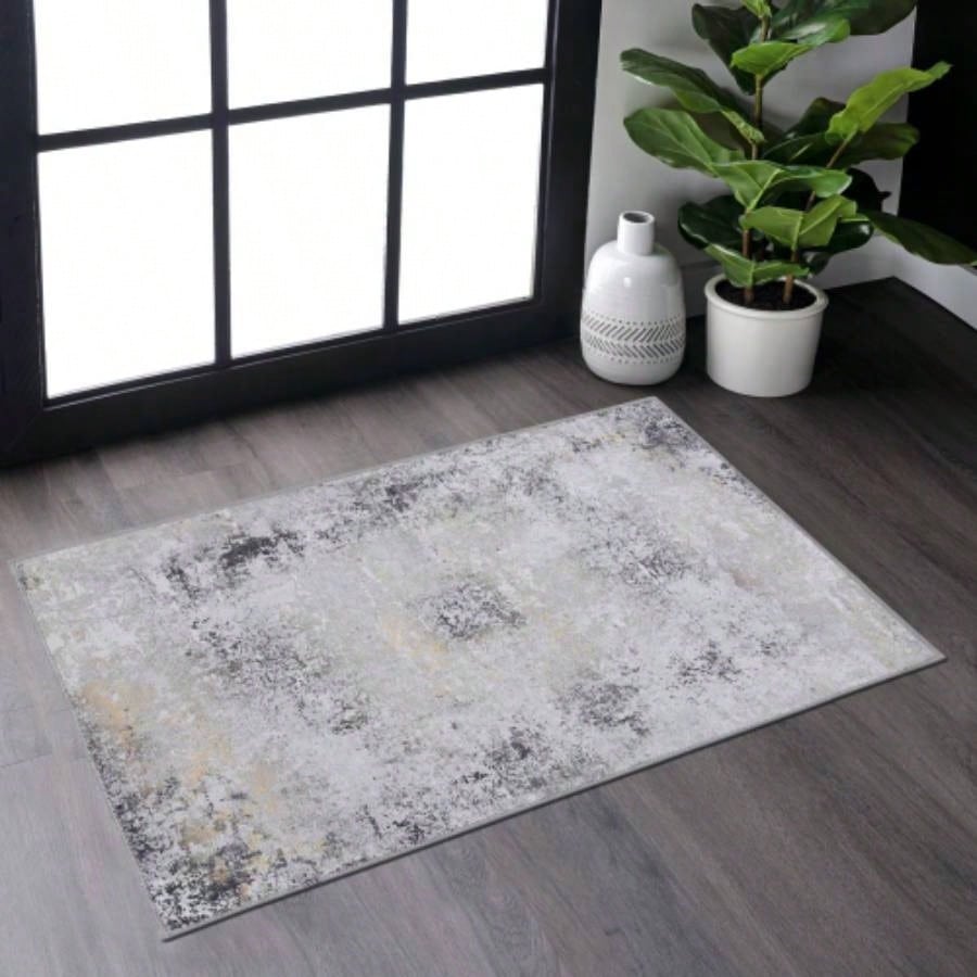 NAAR MAVAL Gold Washable Rug 5x8 Area Rug Gray+Gold, 5x 8