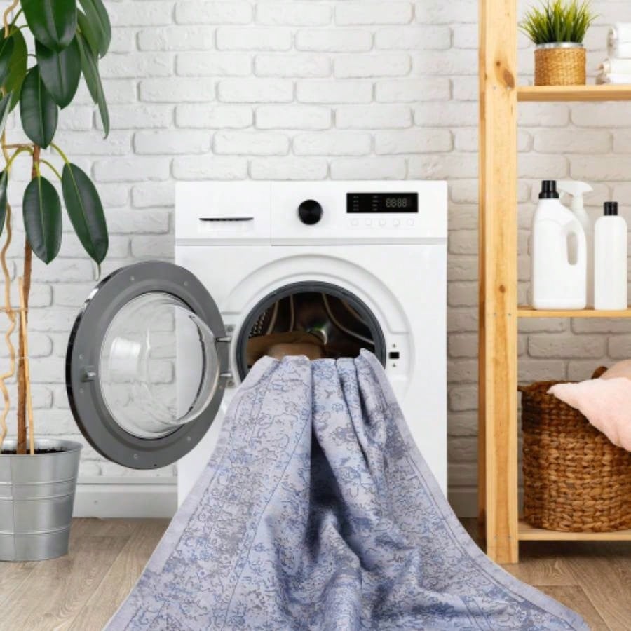 NAAR MAVAL Blue Washable Rug 8x10 Area Rug Blue+ 8x 10