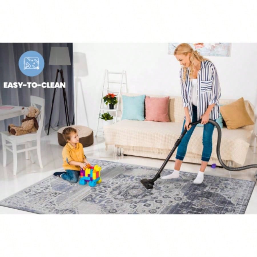LOOM LUXE 8X10/Blue/Medallion Non - Shedding Living Room Bedroom Dining Home Office Stylish and Stain Resistant Area Rug