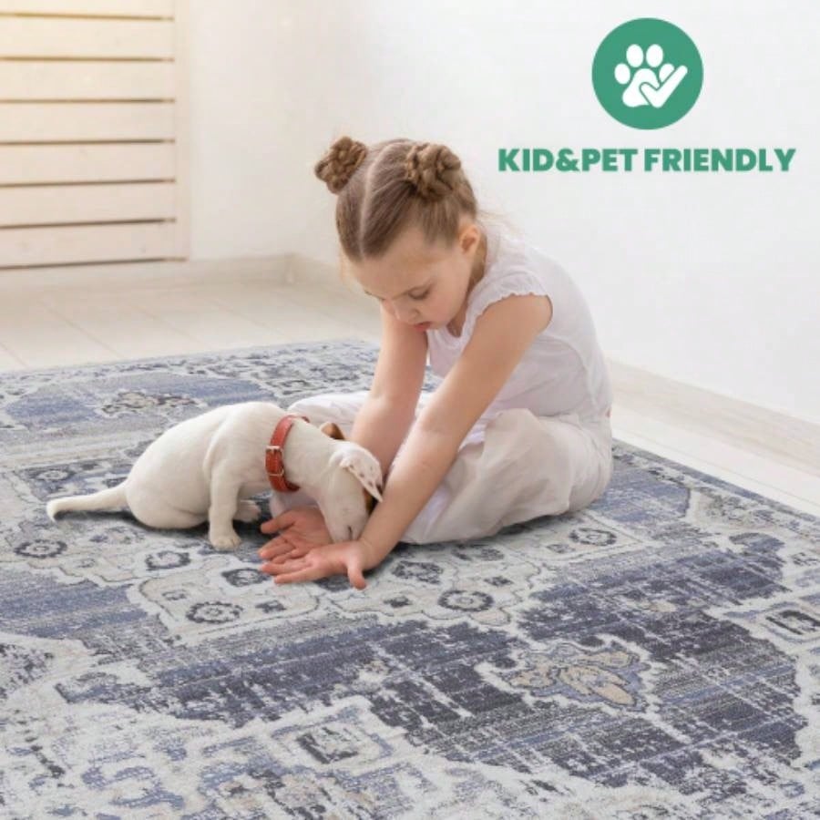 LOOM LUXE 8X10/Blue/Medallion Non - Shedding Living Room Bedroom Dining Home Office Stylish and Stain Resistant Area Rug