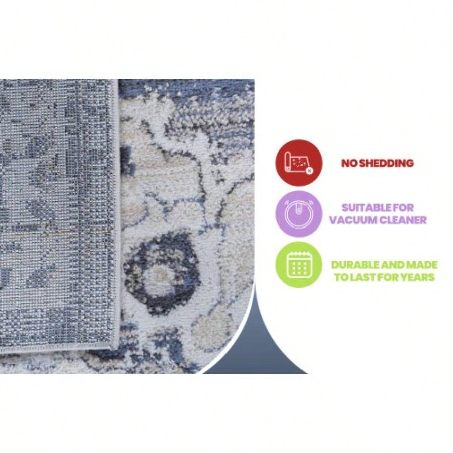 LOOM LUXE 8X10/Blue/Medallion Non - Shedding Living Room Bedroom Dining Home Office Stylish and Stain Resistant Area Rug
