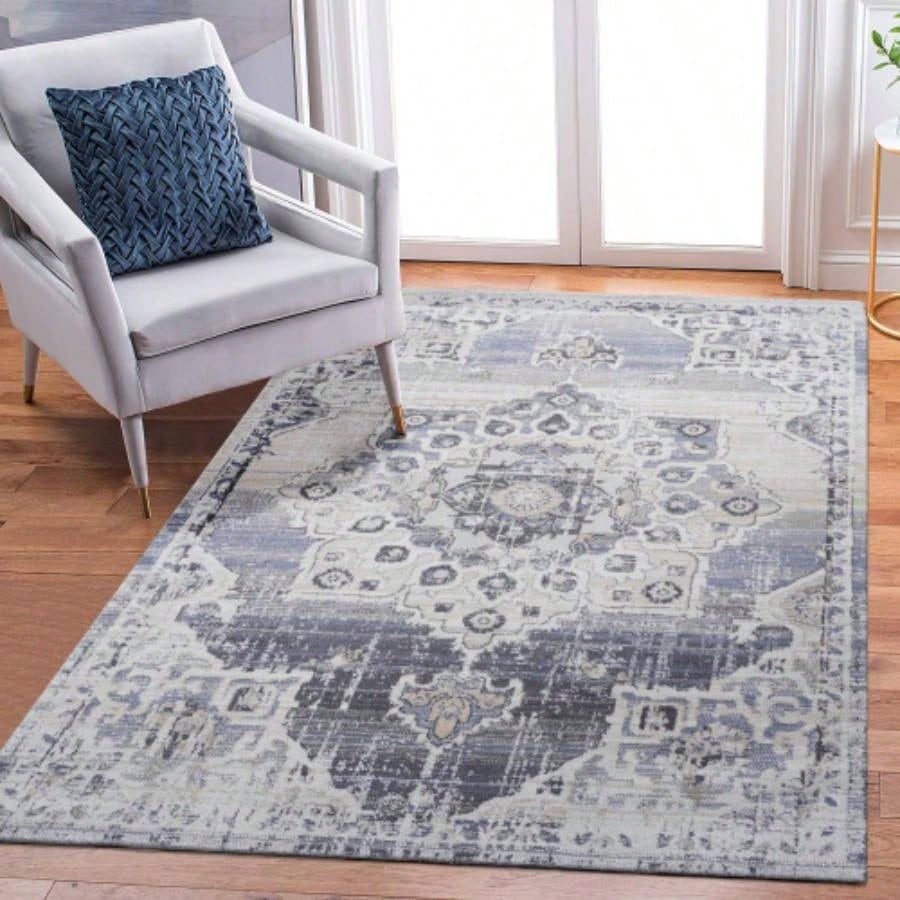 LOOM LUXE 8X10/Blue/Medallion Non - Shedding Living Room Bedroom Dining Home Office Stylish and Stain Resistant Area Rug