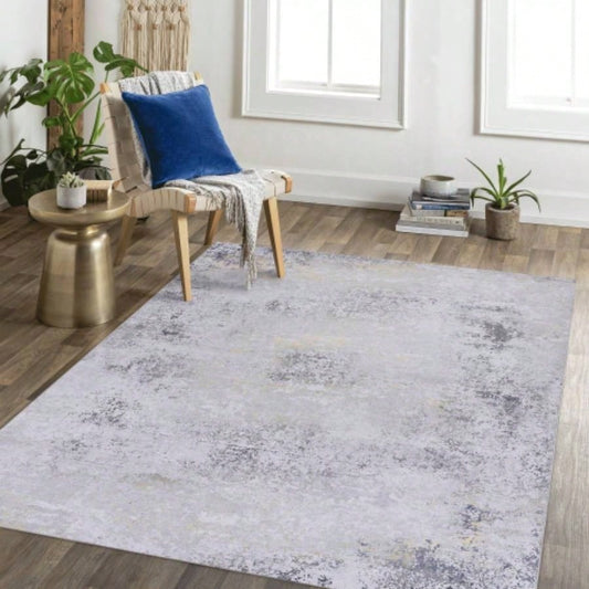LOOM LUXE 8x10 Area Rugs Living Room, Washable Rug, Low - Pile, Non - Slip, Non - Shedding, Foldable, Kid Pet Friendly - Area Rugs living room, bedroom, kitchen Gray/Gold, 8x 10